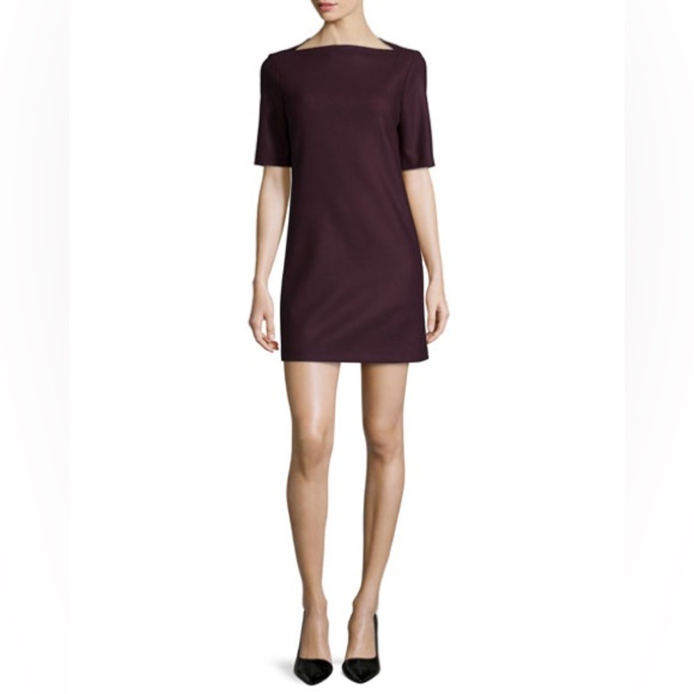 THEORY - Size 4 - Faded Harkin Half-Sleeve Sheath Dress in Burgundy